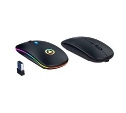 Wireless LED Rechargeable Mouse - Black