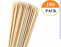 Bamboo Skewers - 6" Natural For Bbq Appetiser Fruit Cocktail Chocolate Fountain Grilling Barbecue Kitchen Crafting And Party. F=4MM More Size Choices 8" 10" 12" 100 Pcs