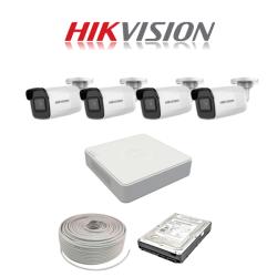 Hikvision 2MP Ip Kit - 4CH Nvr With 4POE 4 X 2MP Ip Cameras 30M Ir 1TB Hdd 100M Cable - Full House