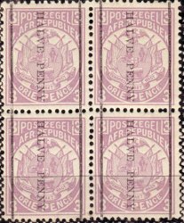 Transvaal 1885 Overprint Unmounted Mint Block Half Penny On 3d Perf12-5 Reprints