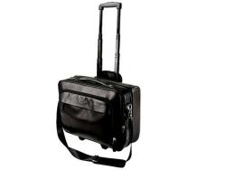 Adpel Executive Nappa Leather Laptop Trolley Bag Black