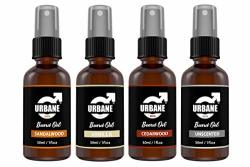 Urbane Men Set Of 4 Beard Oil Collection Natural & Organic Ingredients Cedarwood Sandalwood Vanilla Unscented 4 X 30ML Giftset