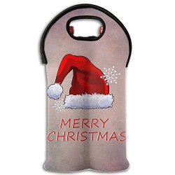Fomete Merry Christmas Wine Travel Carrier & Cooler Bag 2-BOTTLE Wine Carrying Tote