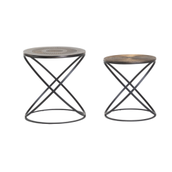 Dawson Steel And Wood Side Tables - Set Of 2