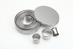 Surgehai 12 Piece Round Cookie Cutter Set Donut Cutter Set Stainless Steel Circle Fondant Molds For Dough Pastry Biscuits English Muffins