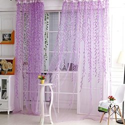 Haoun 2PCS Willow Window Panels Drapes Curtains Sheer Voile Tulle Home Room 39.4X78.8" Pink Willow