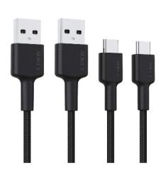 AUKEY Usb-c To USB Braided Nylon Fast Charging Cable 2M Black 2PK