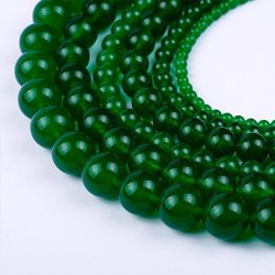 Natural Round Dark Green Jade Loose Stone Beads For Bracelet Necklace Diy Jewelry Making 4MM 6MM 8MM 10MM 12MM By Ruilong 8MM