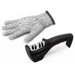 Knife Sharpener With Cut Resistant Safety Glove