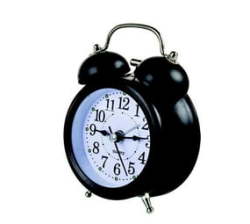 Clock Alarm Quartz Twin Bell 12CM - Black