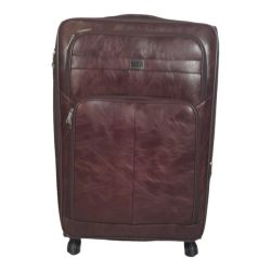 Smte - Stylish Luggage Bag Set Of 1 Pu Leather Travel Suitcase - Red Brown