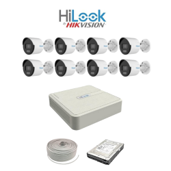 Hilook By Hikvision 8CH Colorvu Ip Kit - 8CH Nvr - 8 X 2MP Ip Colorvu Bullet Cameras 30M Night Vision 2TB Hdd 100M.