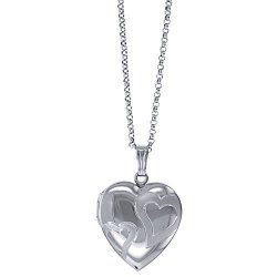 Sterling Silver Heart Locket Pendant Necklace 18