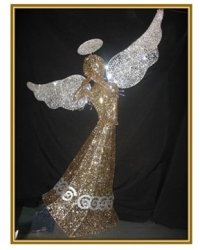 1 Meter Standing Gold silver Glitter Angel With Twinkling Lights