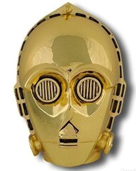 Star Wars C3PO 3D Logo Gold Metal Enamel Belt Buckle