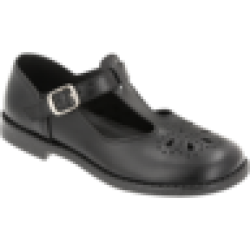 Fullmarks Girls Black T-bar School Shoes Size 9-1