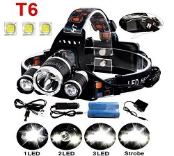 5000LUMEN Bright 3 Cree Xm-l Xml T6 LED Headlamp Kissair Tm Flashlight Torch 4 Modes Headlight With Rechargeable Batteries For Hiking Camping Outdoor Riding Night