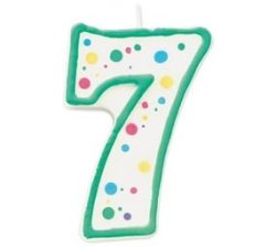 Wilton Green Polka Dots Number 7 Age Candle Children Birthday Party Decoration