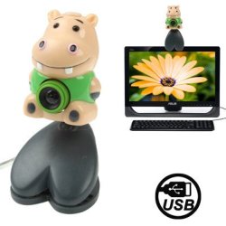 Usb 2.0 Cartoon Hippo Style 0.48 Mega Pixels Driverless Pc Camera Webcam Cable Length: 1.2m