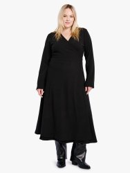 Women&apos S Black Long Sleeve Wrap Dress