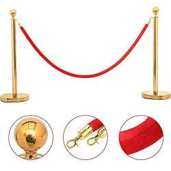 2PCS Stanchion Set Queue Pole Crowd Control Barrier Stanchions and