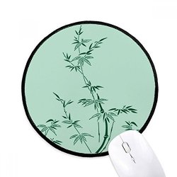 Painting Japanese Culture Bamboo Round Non-slip Mousepads Black Stitched Edges Game Office Gift
