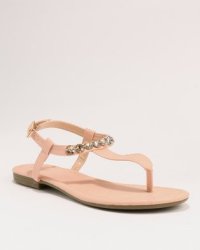 ladies diamante flat sandals