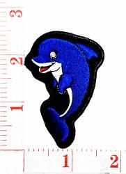 Pretty Cute Blue Smiley Dolphin Face Cartoon Patch Sew Iron On Embroidered Applique Craft Handmade Baby Kid Girl Women Cloths Diy Costume Accessories