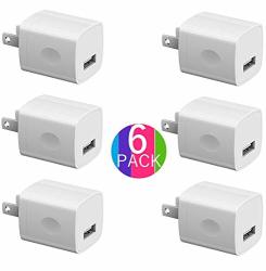 Boost Chargers 5W USB Power Adapter 6-PACK Wall Charger 1A Cube For Plug Outlet Compatible For Iphone 8 X 7 6S