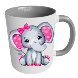 Baby Elephant - Printed Grey 2 Tone Mug