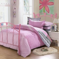 Steel Childrens Bed Base Single Pink