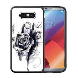 LG G6 Case Customized Black Soft Rubber Tpu Case For LG G6 Case Black Rose - Chinese Wash Painting