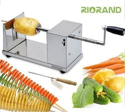 Riorand Manual Stainless Steel Twisted Potato Slicer Spiral Vegetable Cutter French Fry