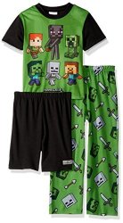MINECRAFT Big Boys' 3-PIECE Pajama Set Gamer Green 10