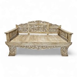 Carved Wooden Flora Daybed Bench Sotran Dekorativ
