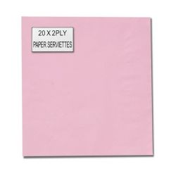 Serviettes - Napkins - Pink - 2 Ply - 33CM - 20 Pack - 10 Pack