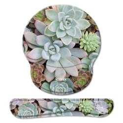 Glowing Succulent Mouse Pad With Wrist Support And Keyboard Wrist Support Set