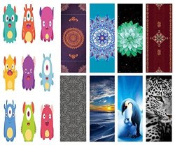 Eco Fuse Yoga Mat By NALAHOME-72"X26"X3MM Thick Natural Rubber And Microfiber Cute Cartoon Monsters For All Yoga Practices Bikram Hatha Ashtanga Hot Yoga Home