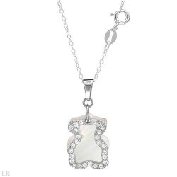 1.00ctw Cubic Zirconia Bear Pendant With Necklace In 925 Sterling Silver