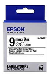 Epson LabelWorks Standard Lk Replaces Lc Tape Cartridge 3 8 Black On White LK-3WBN - For Use With Labelworks LW-300 LW-400 LW-600P And LW-700 Label