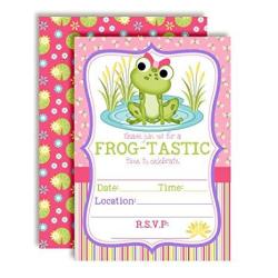 Little Frog Birthday Party Invitations For Girls Ten 5"X7" Fill In Cards With 10 White Envelopes By Amandacreation