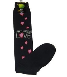 All You Need Is Love Black Ladies Socks Size 4 7