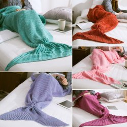 3 Size Yarn Knitting Mermaid Tail Blanket Fibers Warm Super Soft Home Office Sleep Bag Bed Mat