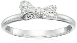 Amazon Collection Sterling Silver Cubic Zirconia Pave Bow Ring Size 7