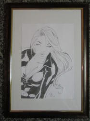 Black Widow" Framed - By Natalie H. Basinski Inspired Lead Pencil Sketch Signed.