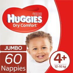 Huggies Dry Comfort Nappies Size 4+ 60S