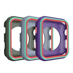 Awinner Colorful Case For Apple Watch 38MM Shock-proof And Shatter-resistant Protective Iwatch Silicone Case For Apple Watch Series 3 Series 2 Series 1 Nike+
