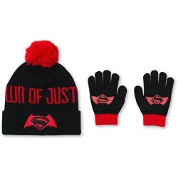 Batman V Superman Boys' Hat And Glove Set In Red & Black