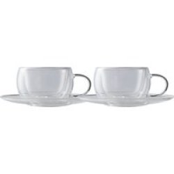 Maxwell & Williams Maxwell And Williams Blend Double Wall Espresso Cup And Saucer 80ML - Set Of 2