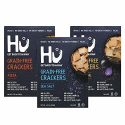 Hu Paleo Vegan Crackers Variety 3 Pack Keto Friendly Gluten Free Grain Free Low Carb No Added Oils No Refined Starches